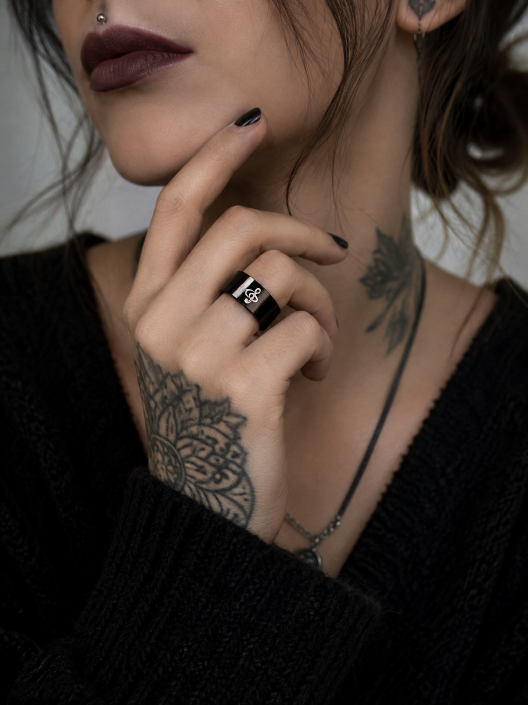 Bague acier inoxydable noire Taille 66 – Note de musique