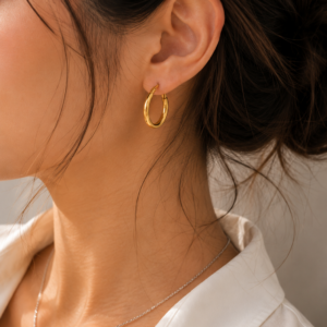 Boucles d’oreilles créoles dorées en acier inoxydable