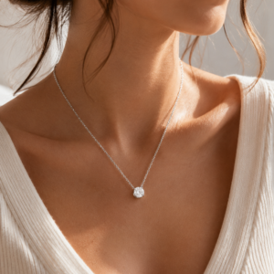 Collier pendentif rond scintillant – Doré ou Argenté