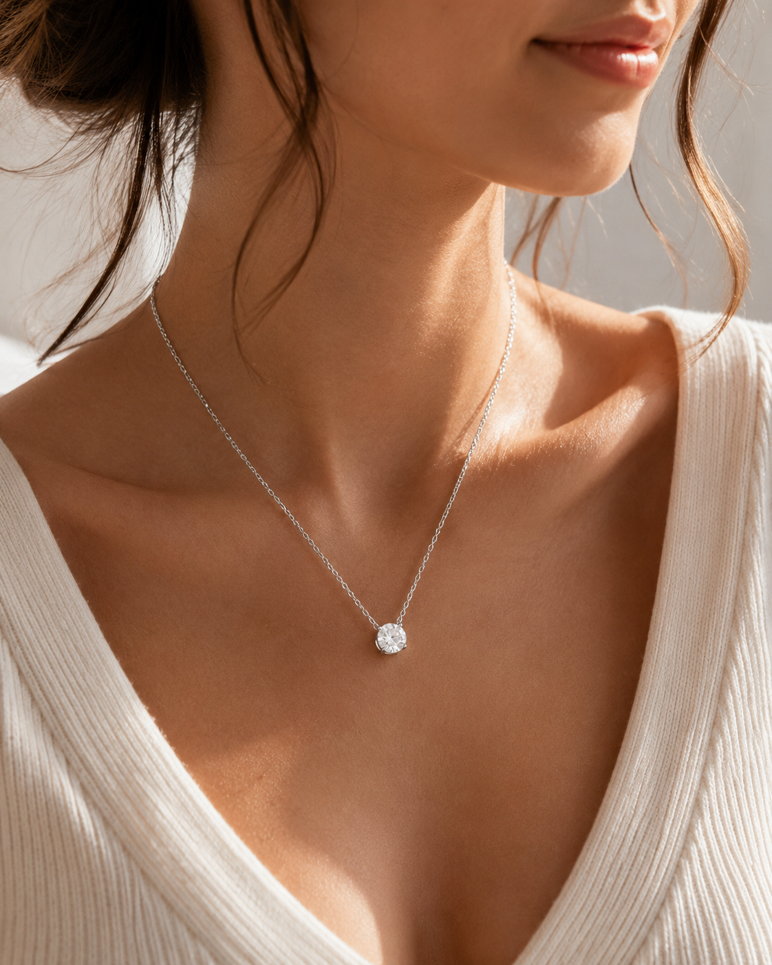 Collier pendentif rond scintillant – Doré ou Argenté