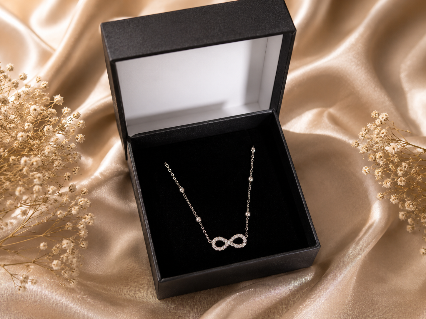 Collier Femme Infini avec Strass – Doré ou Argenté – Image 2