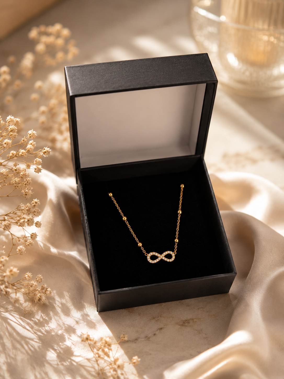 Collier Femme Infini avec Strass – Doré ou Argenté – Image 4
